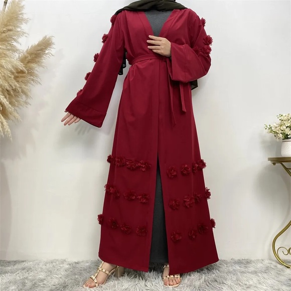 NWT Open Abaya with flowers - Picture 6 of 8